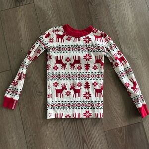 Hanna Andersson Red and White Reindeer Long Sleeve Tee dear deer 6-7